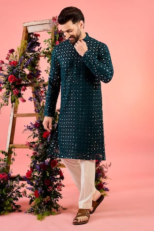 Kasbah Teal Mirror Work Kurta 