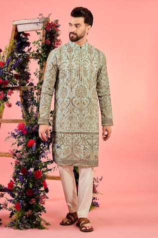 Kasbah Chikankari Blue Kurta 