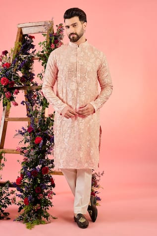 Kasbah Peach Chikankari Kurta 