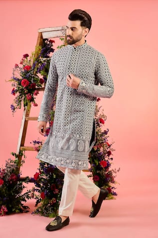 Kasbah Black Chikankari Kurta 