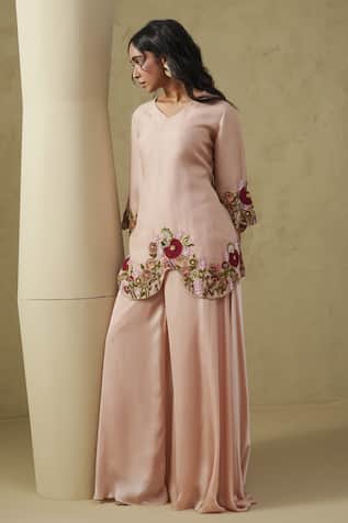 Kesar Studio Champagne Handwork Tunic & Pant Set 