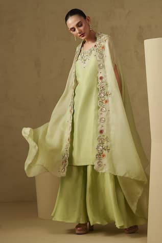 Kesar Studio Pista Green Designer Kurta Set 