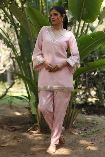 Nazar By Indu Pink Designer Tunic & Pant Set 