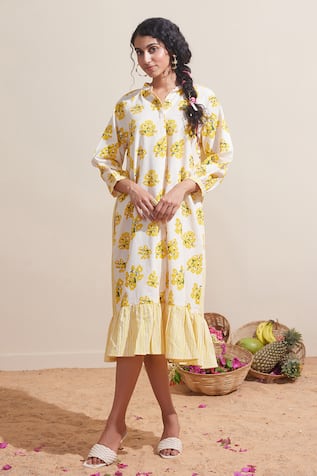 Dressfolk Floral Print Cotton Dress 