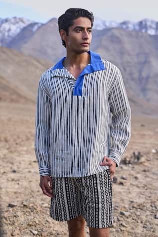 Dash And Dot Striped Linen Popover T-shirt 