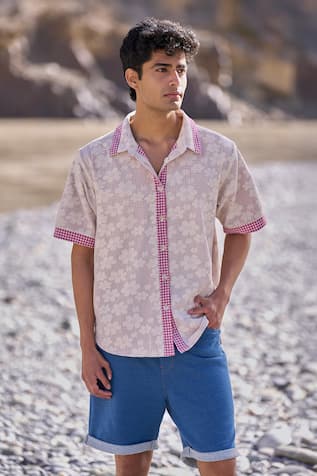 Dash And Dot Indigo Denim Knit Shorts 