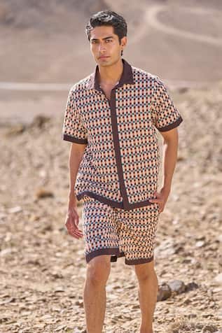 Dash And Dot Geo Print Poplin Shorts Set 