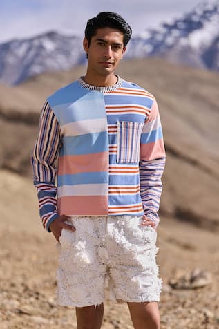 Dash And Dot Stripe Blocked Tee 