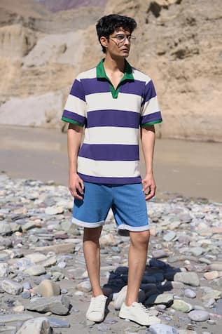 Dash And Dot Indigo Organic Cotton Denim Knit Shorts 