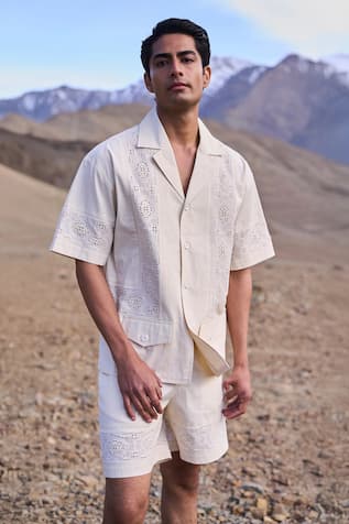 Dash And Dot Schiffli Organic Cotton Shorts Set 