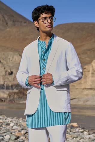 Dash And Dot White Linen Blazer 