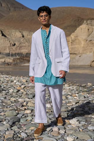 Dash And Dot Adjustable Cuff Linen Pant 