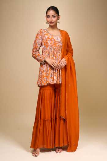 Samyukta Singhania Floral Peplum Kurta & Gharara Set 