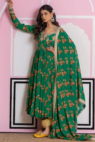 Yuvraani Jaipur Floral Print Anarkali Set 