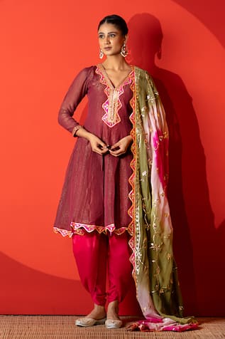 Yuvraani Jaipur Maroon Designer Kurta Set with Dupatta 