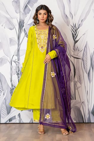 Yuvraani Jaipur Designer Green Kurta Pant Dupatta Set 