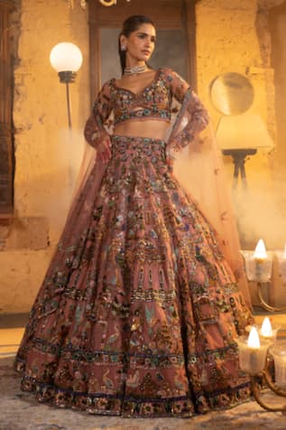House Of Sikka Multi Color Embellished Lehenga Set 