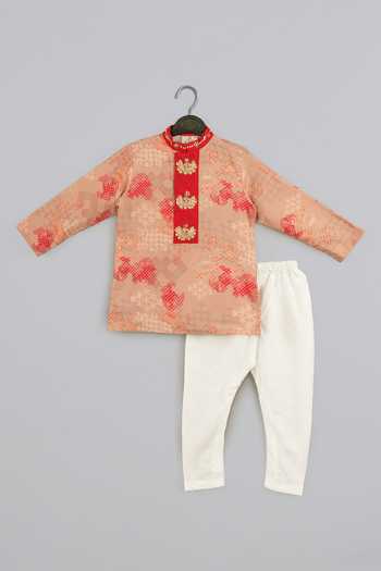 Little Brats Designer Cotton Silk Kurta Pajama Set 
