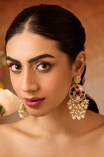 Paisley Pop Navrattan Kundan & Pearls Earrings 
