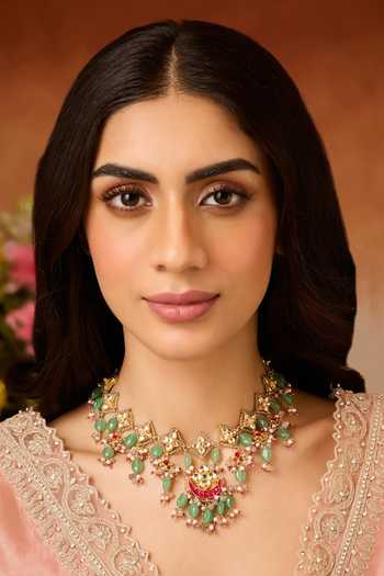 Paisley Pop Mint Kundan Necklace 