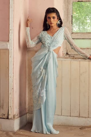 Piri India Powder Blue Designer Gown 