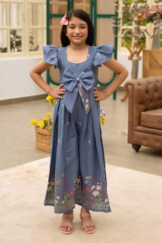 Fayon Kids Blue Designer Denim Jumpsuit 
