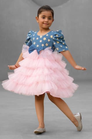Fayon Kids Designer Denim & Net Dress 