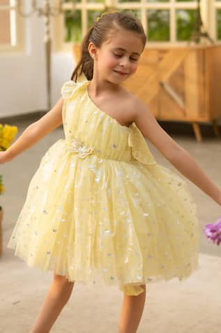 Fayon Kids Designer Yellow Net Dress 