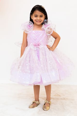 Fayon Kids Designer Purple Net Dress 