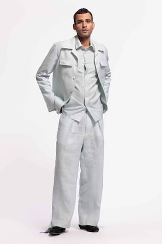 Balance by Rohit Bal Designer Blue Linen Jacket 