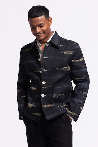 Balance by Rohit Bal Black Designer Linen Jacket 