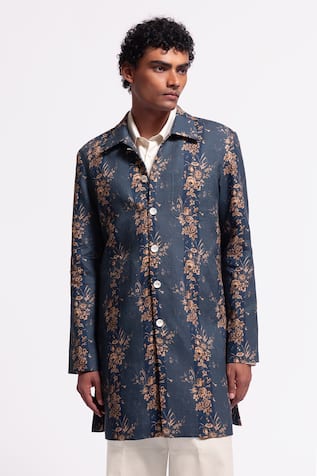 Balance by Rohit Bal Blue Floral Printed Designer Jacket 