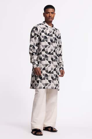 Balance by Rohit Bal Geometric Print Linen Kurta 