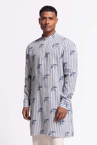 Balance by Rohit Bal Ivory & Blue Striped Designer Kurta 