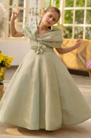 Fayon Kids Shimmer Green Designer Dress 
