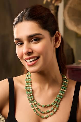 Mint Kundan Layered Necklace 