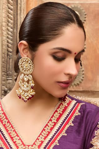 Queens Jewels Suhana Gulnaar Polki Chandbaali Earrings 
