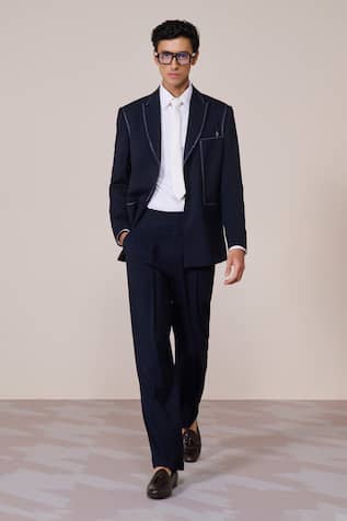 S&N By Shantnu Nikhil Navy Designer Blazer  