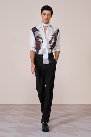S&N By Shantnu Nikhil Print Silk Twill Shirt 