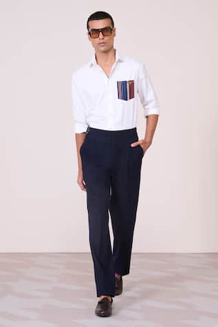 S & N By Shantnu Nikhil Offwhite Striped Pocket Shirt 