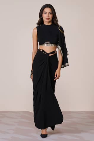 S & N By Shantnu Nikhil One-Sleeve Black Top  