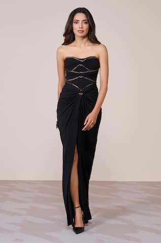 S & N By Shantnu Nikhil Corset Gown With Hoop Detailing 