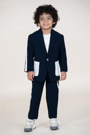 Little Boys Closet Designer Blue Sandwash Suit Set 