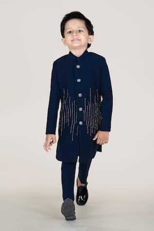 Little Boys Closet Designer Blue Sherwani & Pant Set 