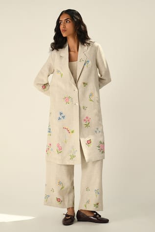 Payal Pratap Embroidered Linen Jacket 