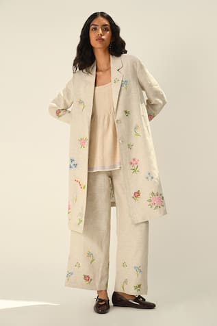 Payal Pratap Embroidered Linen Pants 