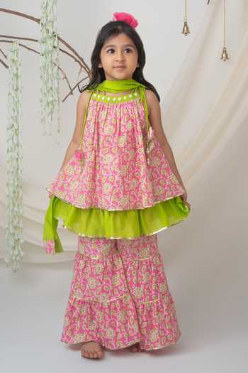 Label Neeti Floral Printed Kurta Sharara Set 