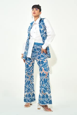Qala Clothing Embroidered Cutwork Denim Set 