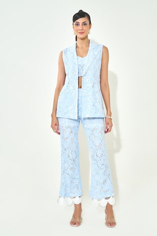 Qala Clothing Light Blue Lace Coord Set 