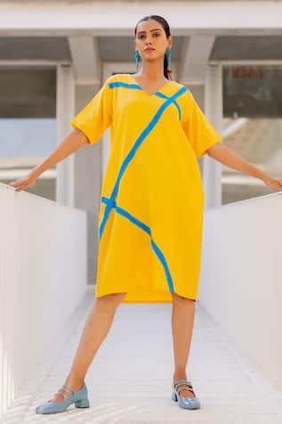 Silai Studio Sunbeam Yellow Linen Viscose Dress 